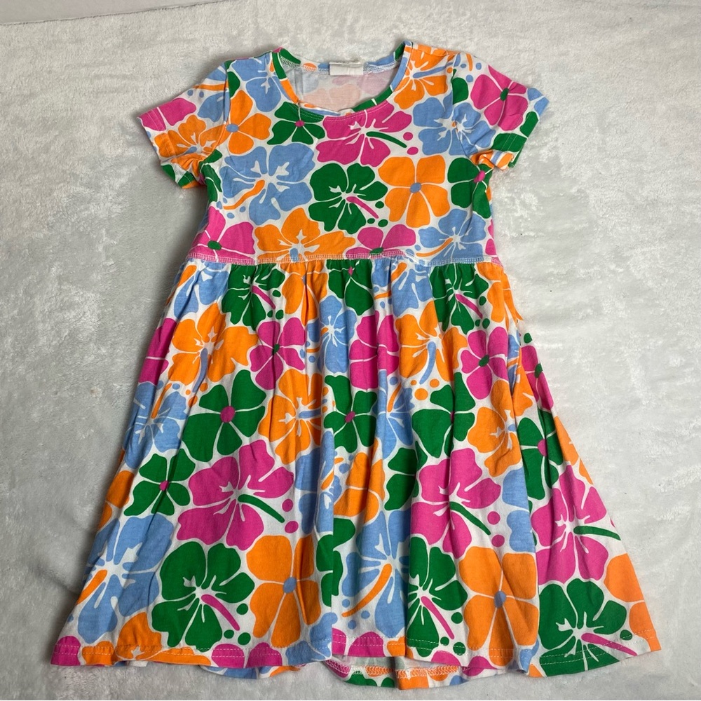 Cotton On Kids Dress - Pink, Orange, Green, Blue Floral Size 7